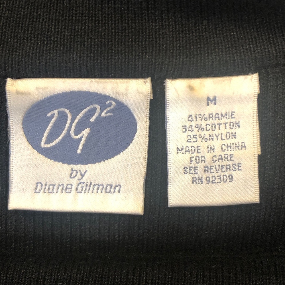 Vintage DG2 by Diane Gilman Sweater |Metal Embellished Neckline| Black Medium - Picture 4 of 9